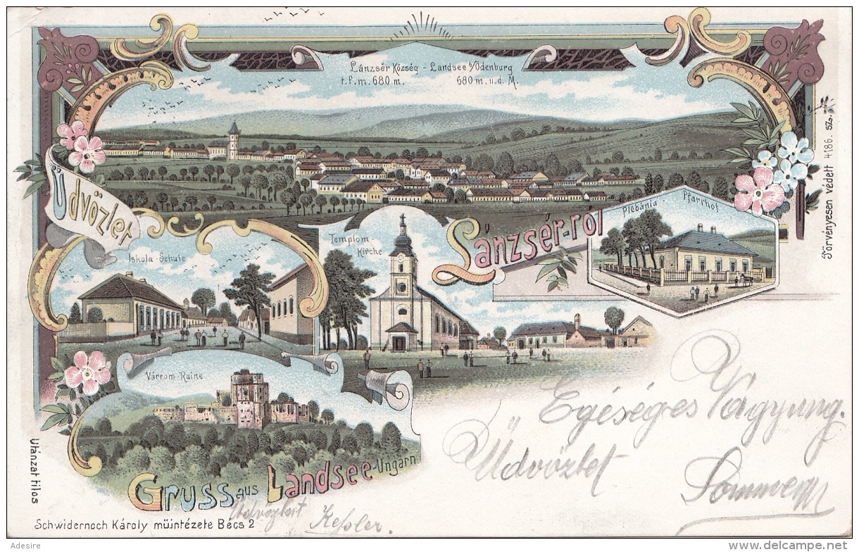 Litho Gruss Aus LANDSEE (LANZSER-ROL, Ungarn), Gel.1900?, Verlag Schwidernoch, Karte Auf Rückseite Mit Klebespuren S.Sca - Autres & Non Classés