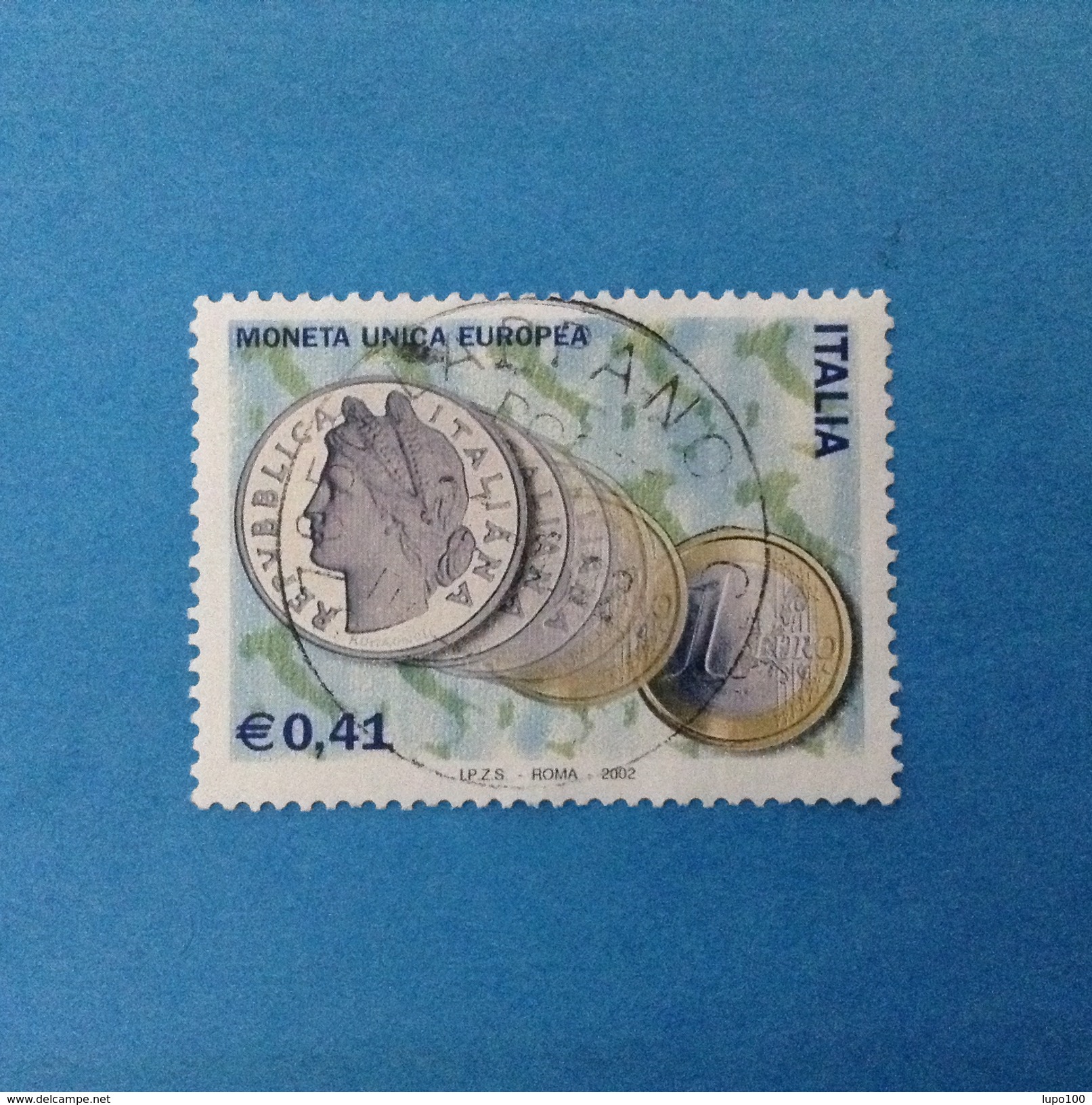 2002 ITALIA FRANCOBOLLO USATO STAMP USED - MONETA UNICA EUROPEA - - 2001-10: Usati