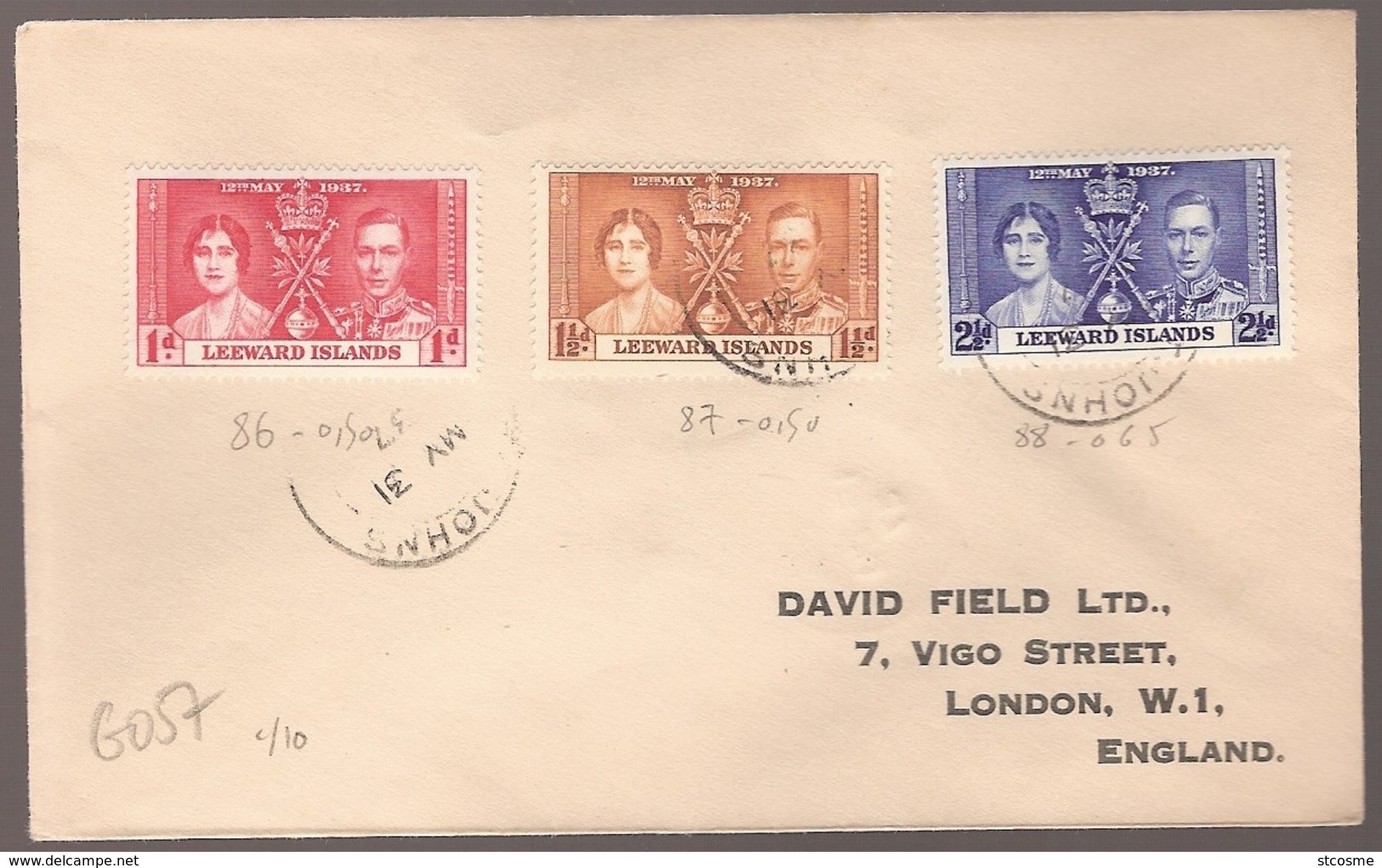 G057 - Enveloppe De Leeward Islands En FDC De 1937 - King George VI (12 May 1937) - Leeward  Islands