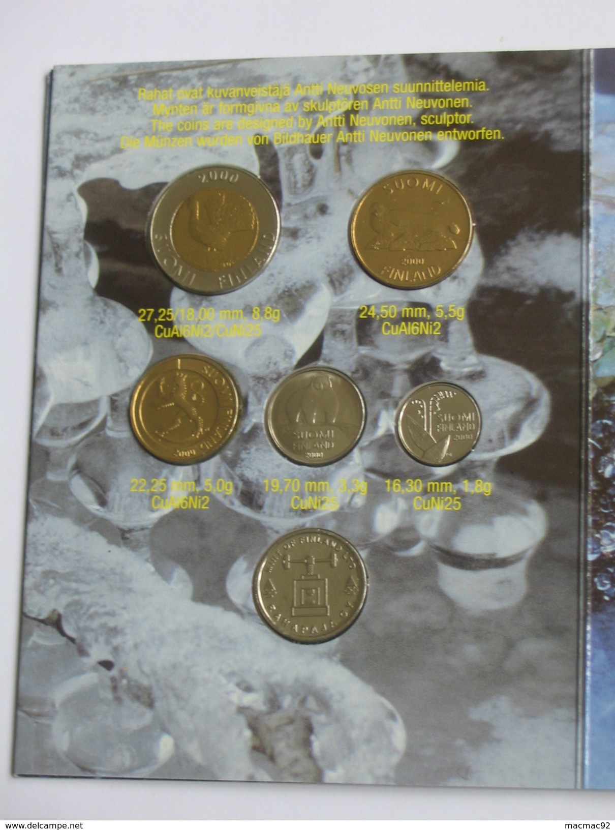 Coffret FDC FINLANDE 2000 -RAHASARJA - Myntserie Münzserie Coinage - Suomi Finland  **** EN ACHAT IMMEDIAT **** - Finlande