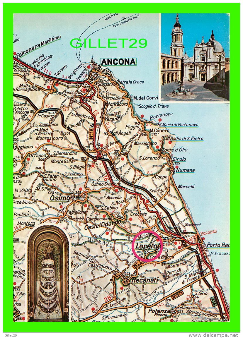 CARTES GÉOGRAPHIQUES - MAPS -LORETO - DALA CARTA AUTOMOBILISTICA - - Cartes Géographiques