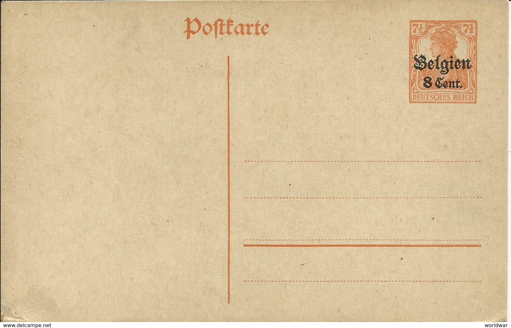 1917-18  Postkarte 8 Cent. Belgien - German Occupation