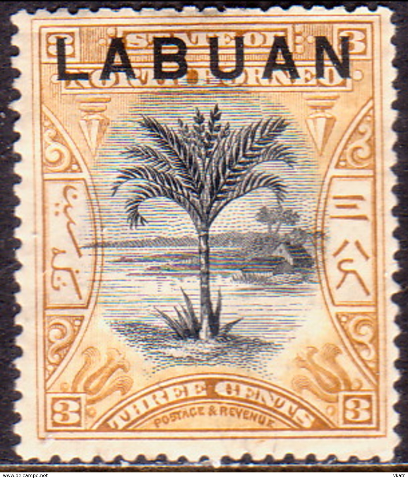 NORTH BORNEO LABUAN 1897 SG #91b 3c MH(heavy Hinge) Perf.15 CV £9 - North Borneo (...-1963)