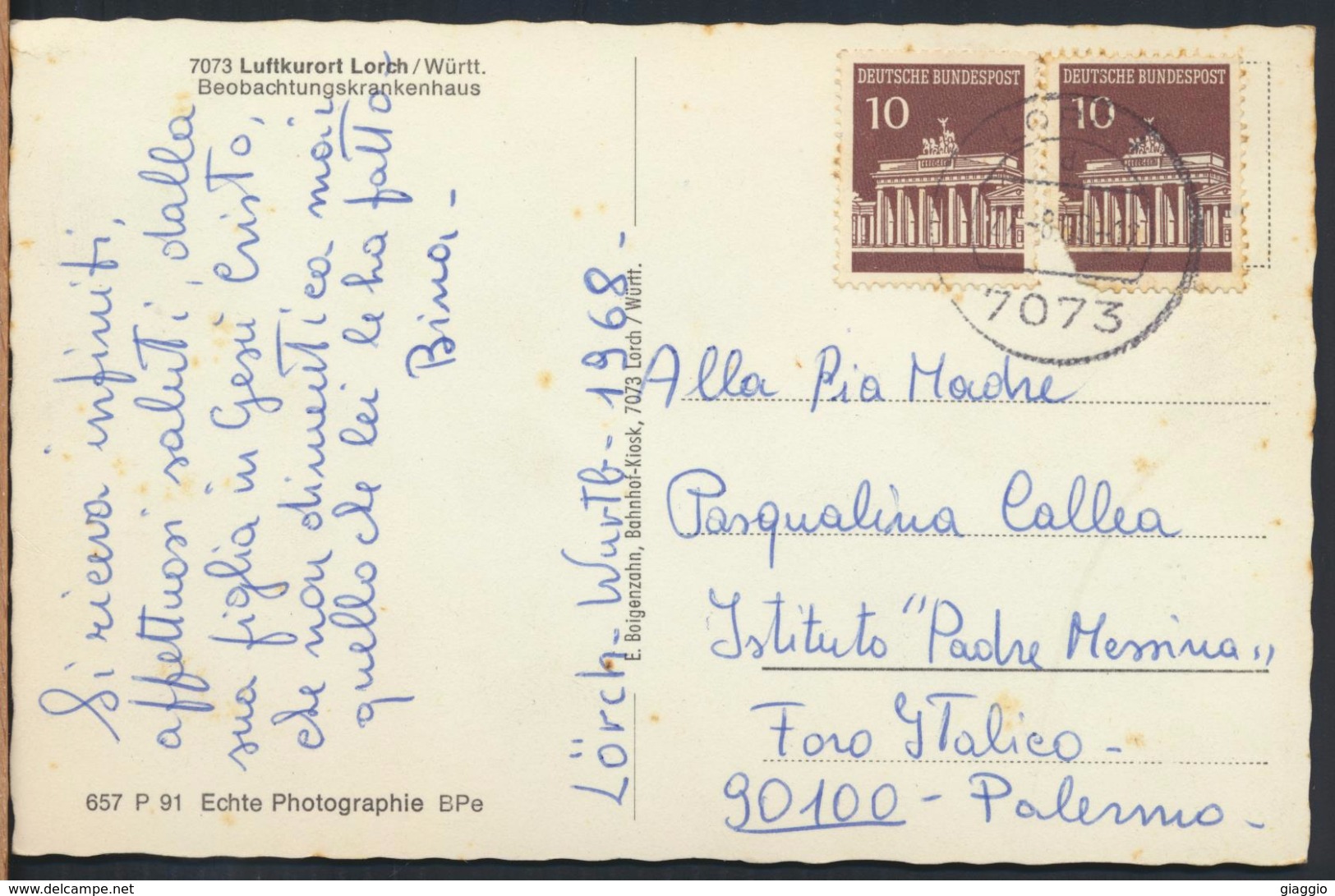 °°° 4214 - GERMANY - LUFTKURORT LORCH - 1968 With Stamps °°° - Lorch