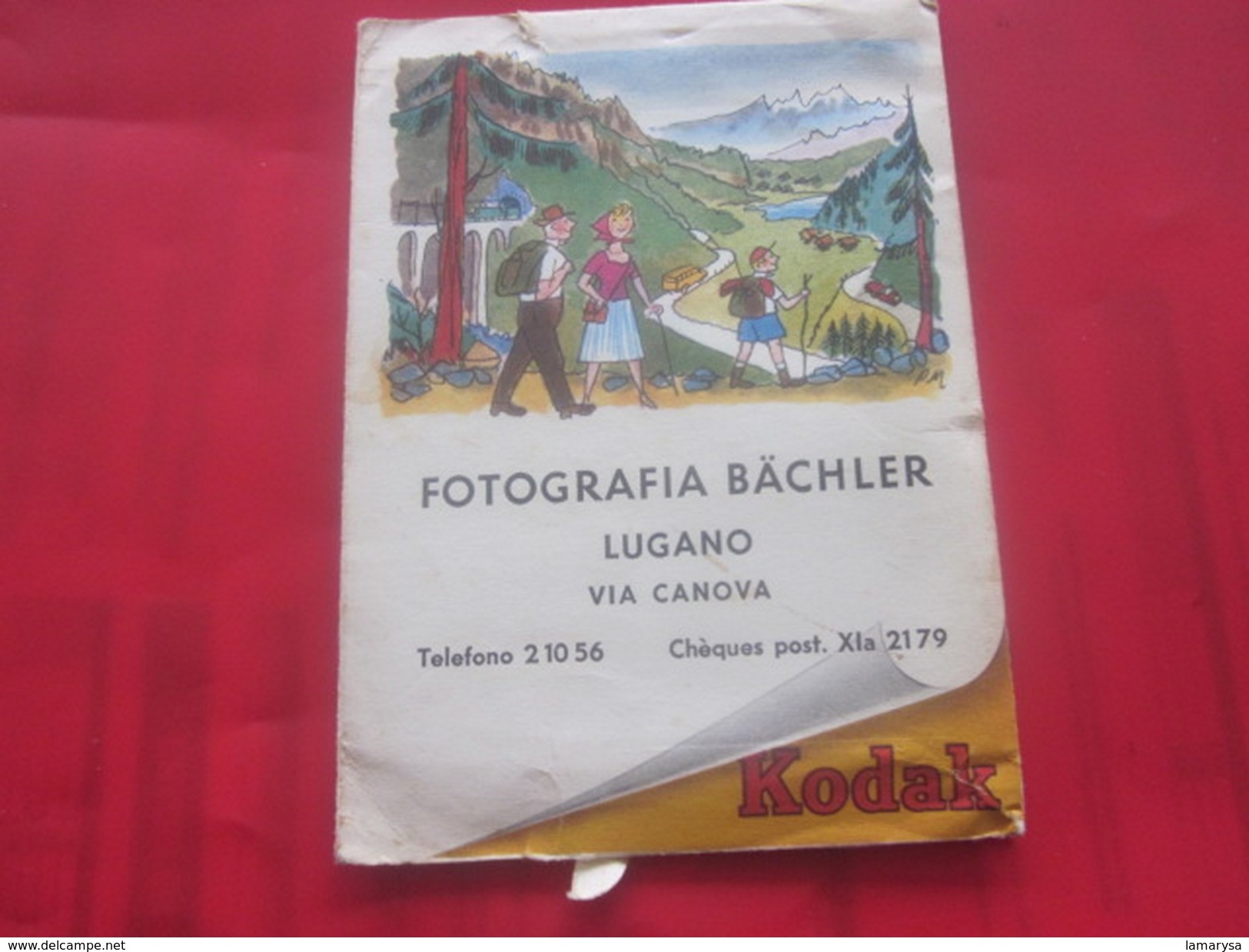 Ancienne Pochette Photographique KODAK FILM-LUGANO-ITALIA FOTOGRAFIA   Photo-Négatif-Pellicule Photographie Accessoire - Matériel & Accessoires