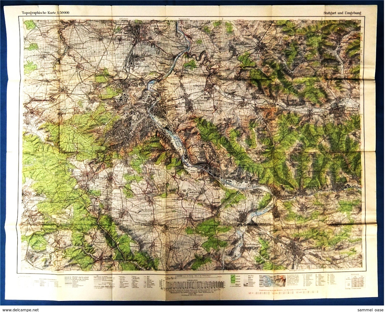 Topographische Karte  - Stuttgart Und Umgebung  -  Ausgabe Mit Wanderwegen  -  Von 1968 - Mapamundis