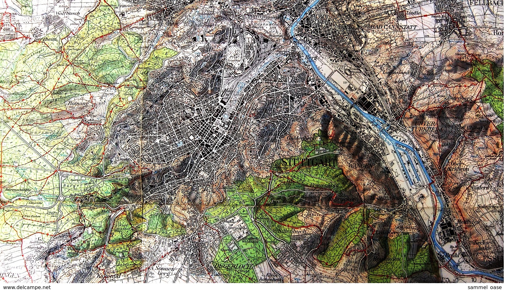 Topographische Karte  - Stuttgart Und Umgebung  -  Ausgabe Mit Wanderwegen  -  Von 1968 - Mappemondes