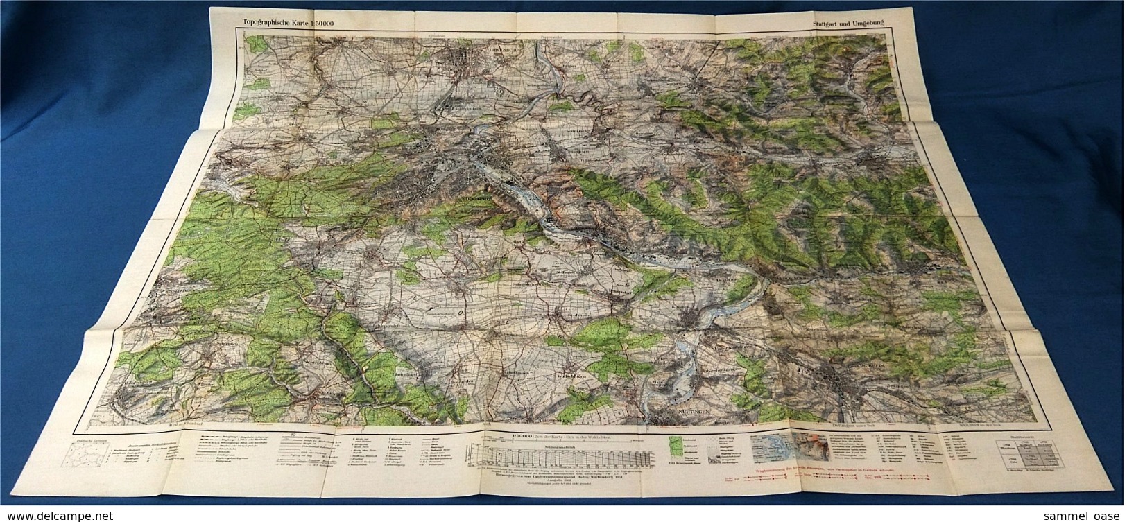 Topographische Karte  - Stuttgart Und Umgebung  -  Ausgabe Mit Wanderwegen  -  Von 1968 - Mapamundis