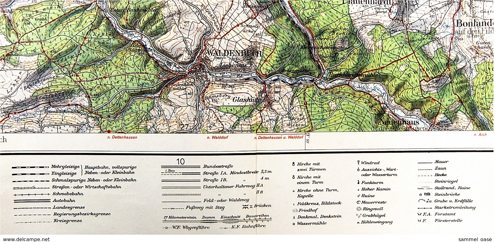 Topographische Karte  - Stuttgart und Umgebung  -  Ausgabe mit Wanderwegen  -  Von 1968