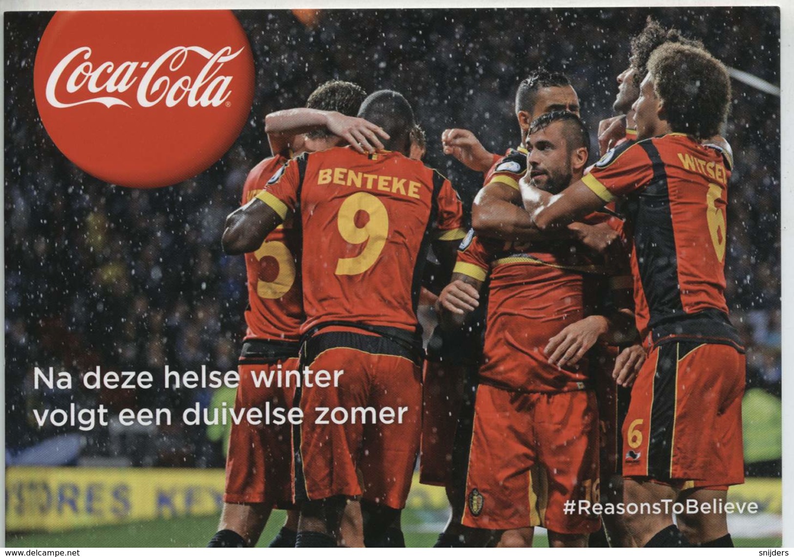 Rode Duivels (Belgium) Steunkaart Coca Cola - Ongebruikt - Voetbal