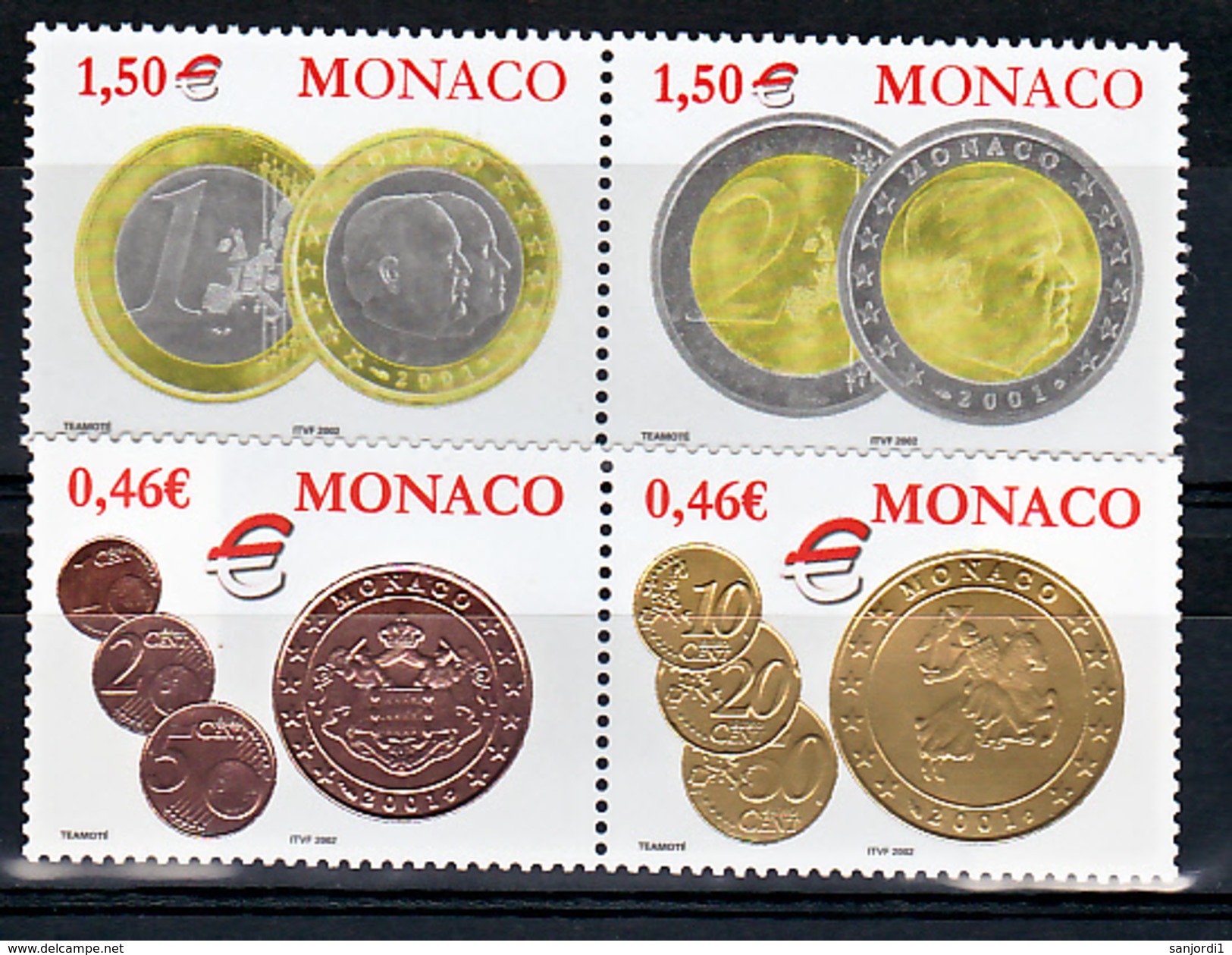 Monaco 2356 2359 Euros Monégasques TB ** MNH SIN CHARNELA Prix De La Poste 3.92 - Unused Stamps