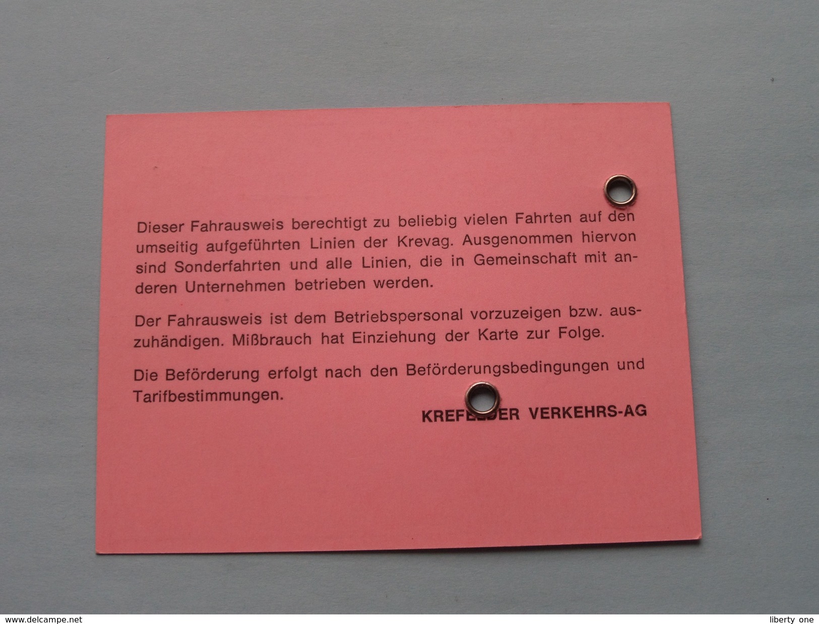 KREFELDER VERKEHRS - AG Fahrausweis Nr. 5125 ( Ludwica Du Bois ) 08 Mai 1983 ( Voir Photo Pour Detail )! - Autres & Non Classés