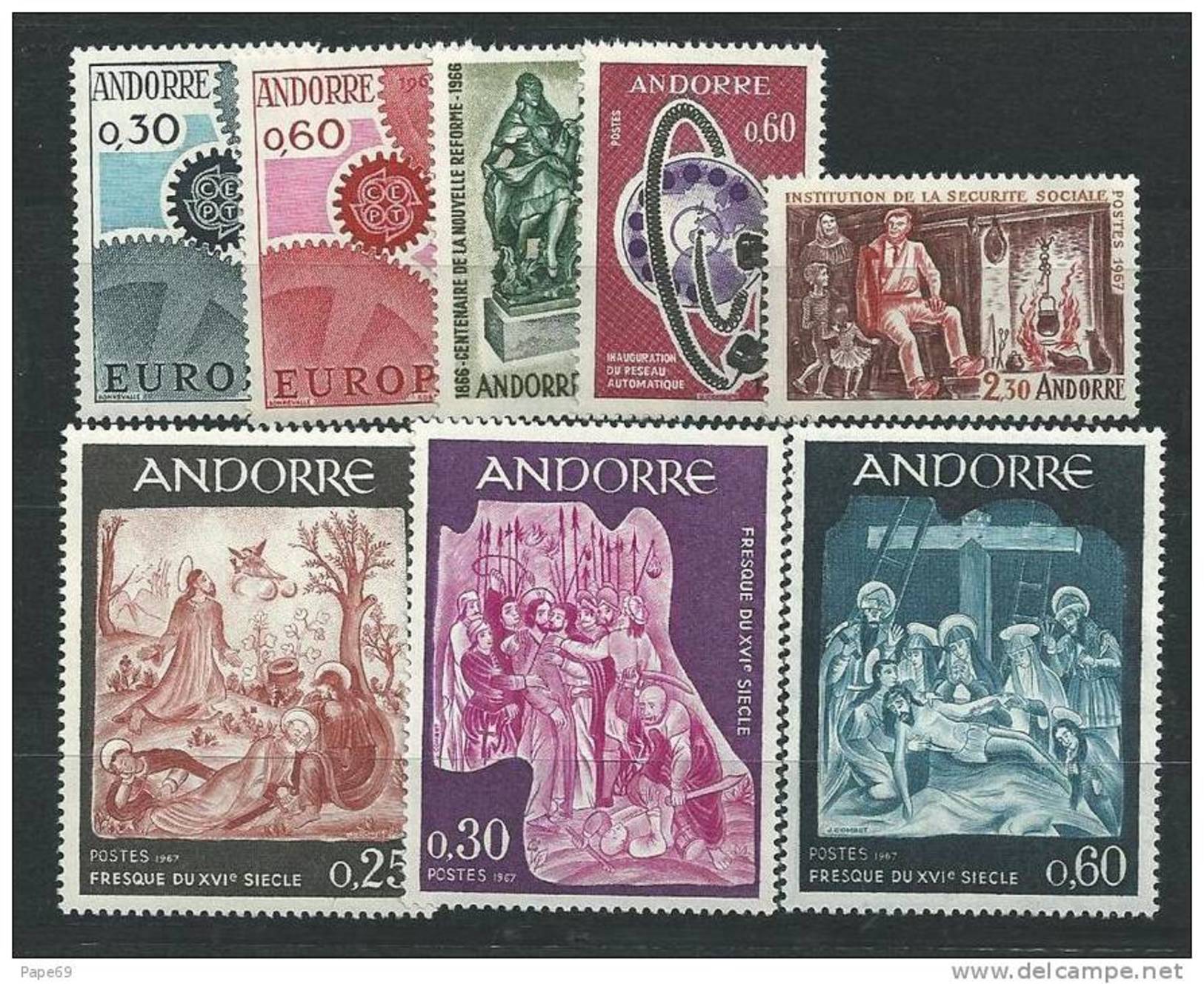 Andorre Français N°179 / 86 XX Année Complète 1967  ;  8 Valeurs, Sans Charnière, TB - Ganze Jahrgänge