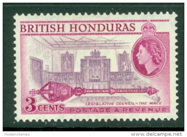 British Honduras: 1953/62   QE II - Pictorial   SG181    3c     MH - British Honduras (...-1970)