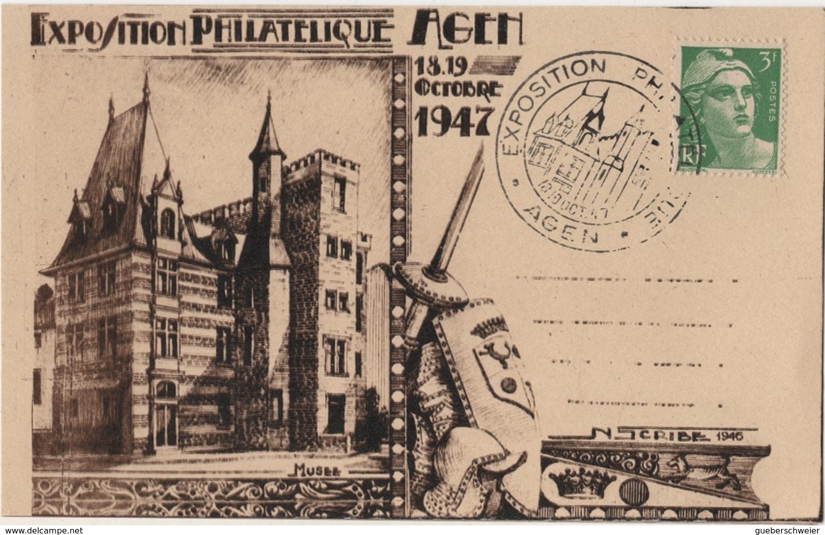 FR-L112 - FRANCE Carte Souvenir De L'Exposition Philatélique D'Agen 1947 - Lettres & Documents