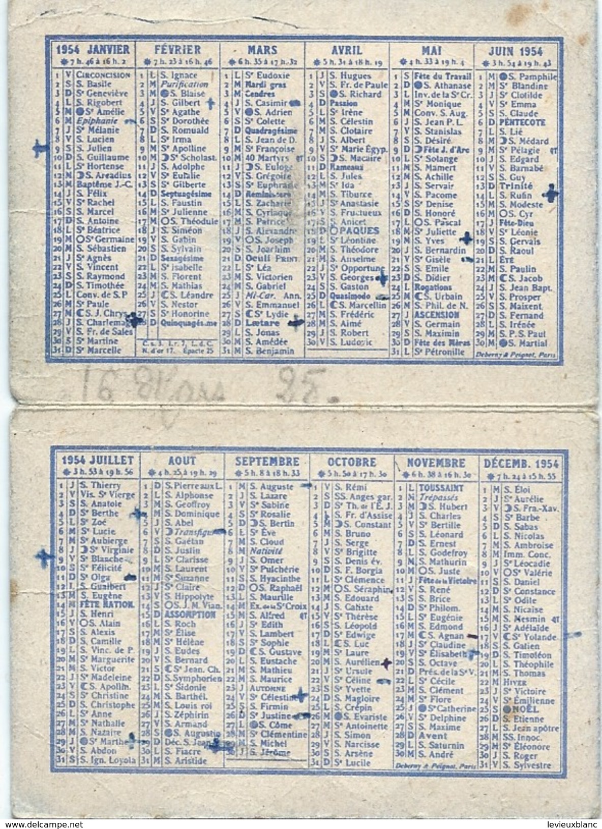 Calendrier De Poche/ Laines Du Marin / Maison De La Cressonnière/ AVION/ P De C / 1954                            CAL354 - Sonstige & Ohne Zuordnung