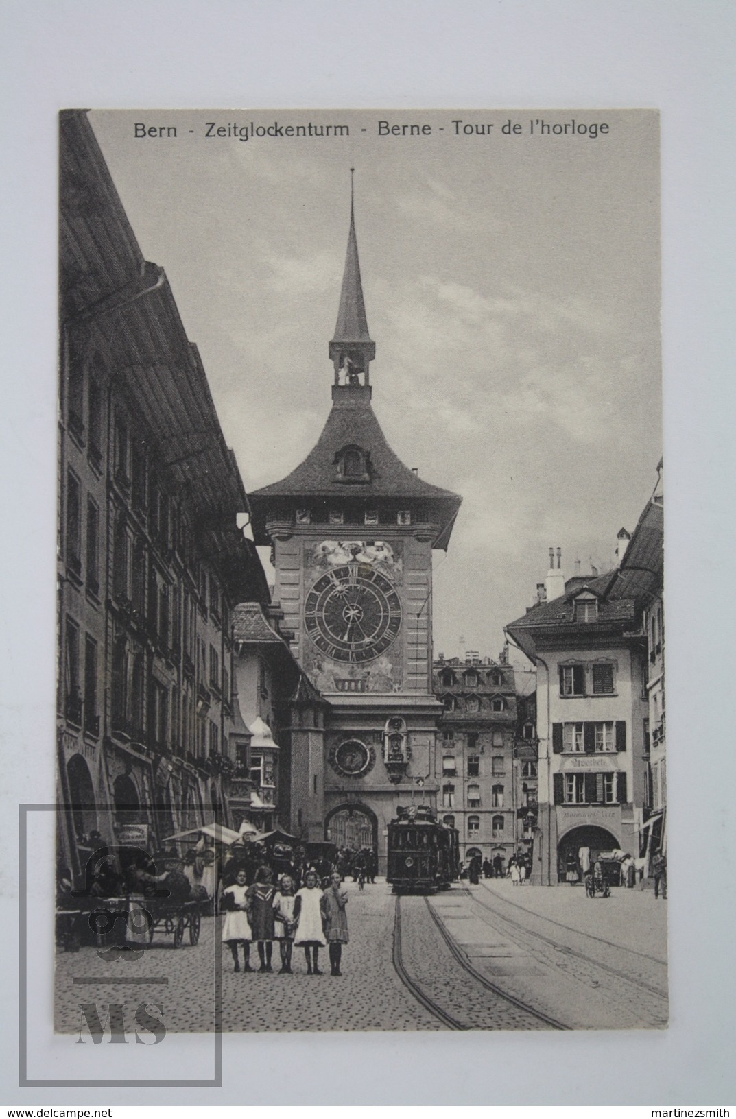Old Postcard Switzerland - Bern - Zeitglockenturm - Tour De L'Horologe - Tramway And Children's - Animated - Berne