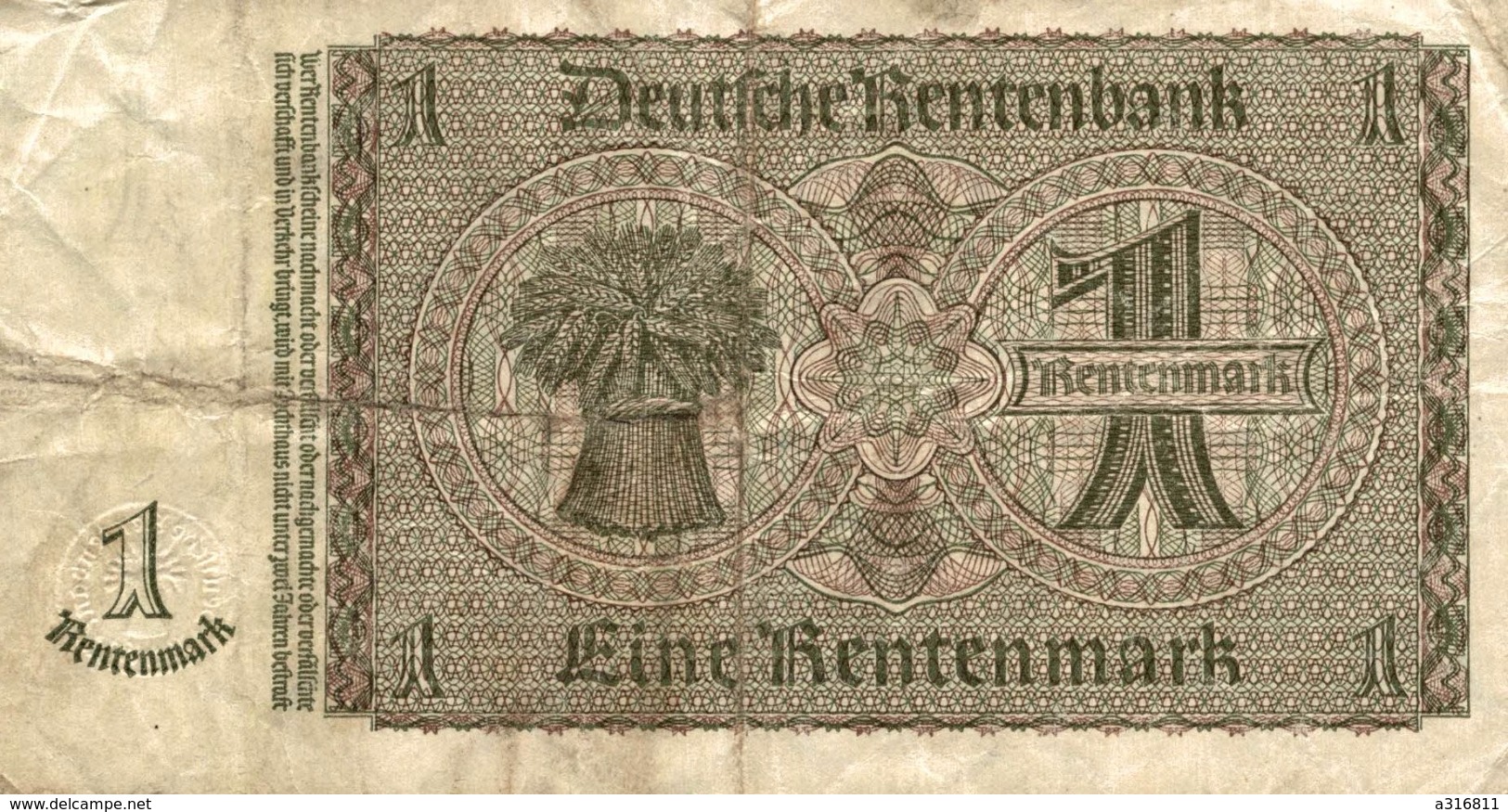 1 RENTENMARK 1937 - Andere & Zonder Classificatie