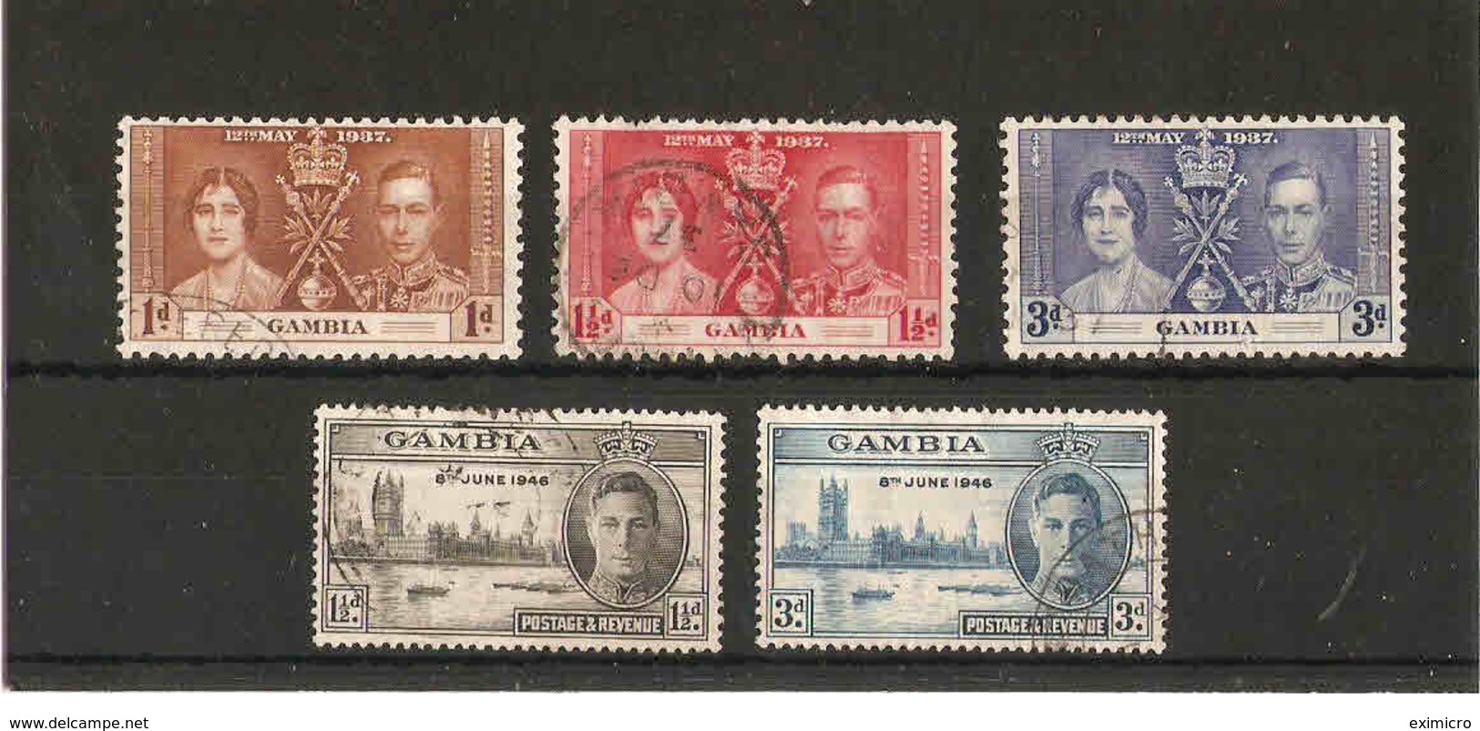 GAMBIA 1937 CORONATION And 1946 VICTORY SETS FINE USED Cat £5.40 - Gambia (...-1964)