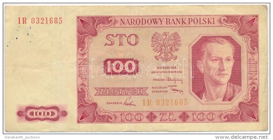 Lengyelorsz&aacute;g 1948. 100Zl T:III 
Poland 1948. 100 Zlotych C:F - Non Classificati