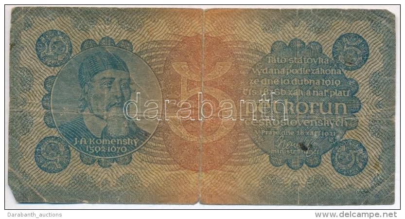 Csehszlov&aacute;kia 1921. 5K T:IV
Czechoslovakia 1921. 5 Korun C:G 
Krause 15 - Unclassified