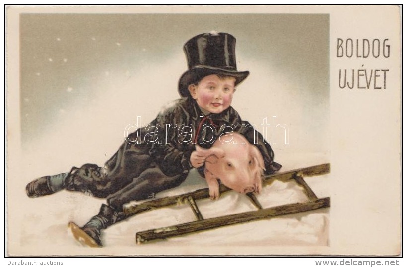 ** T1 &Uacute;j&eacute;v / New Year, Chimney Sweep, Litho - Zonder Classificatie