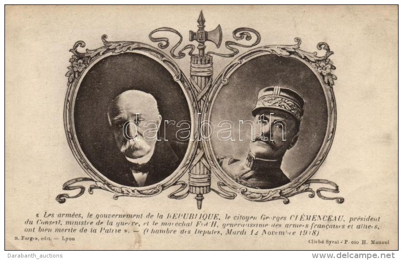 * T2/T3 Georges Clemencau, Marshal Foch; French Propaganda - Zonder Classificatie