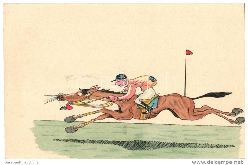 ** T1/T2 Jockey, Humour; Hand Tinted Postcard H. H. I. W. Nr. 493. - Non Classés