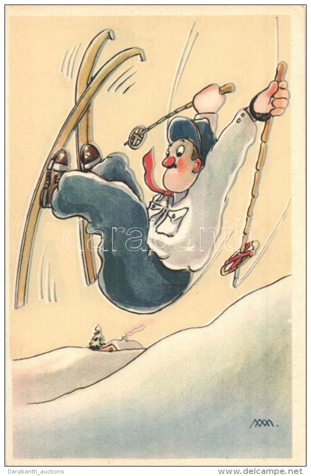 ** T1/T2 Skiing Man. Italian Art Postcard, Cecami N. 1010. S: M. M. - Zonder Classificatie