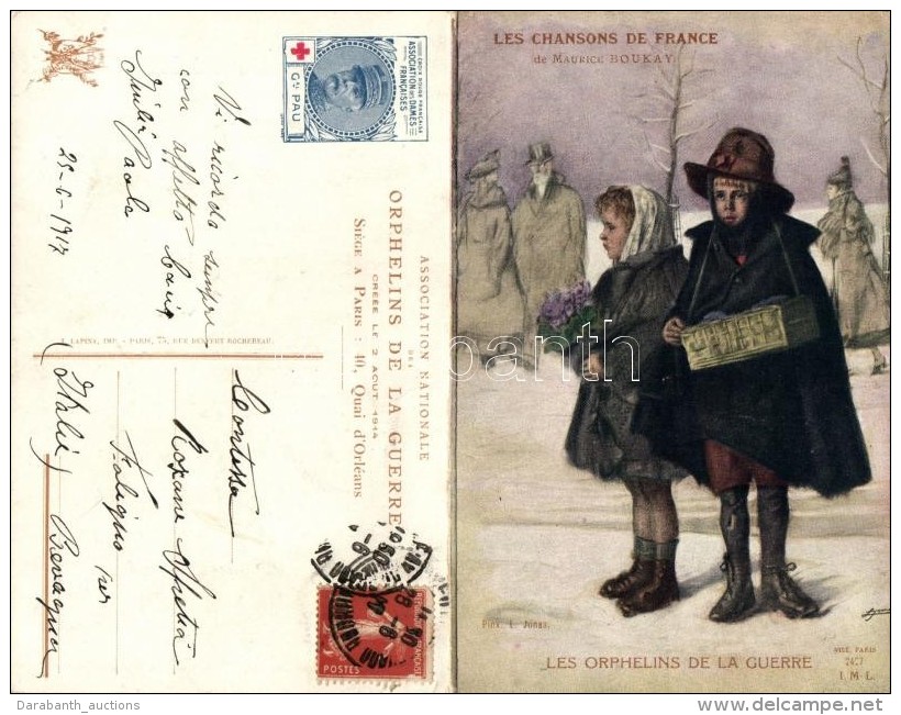 T2 Les Chansons De France. Les Orphelins De La Guerre / French War Orphans, Folding Card With Sheet Music S: L.... - Non Classés