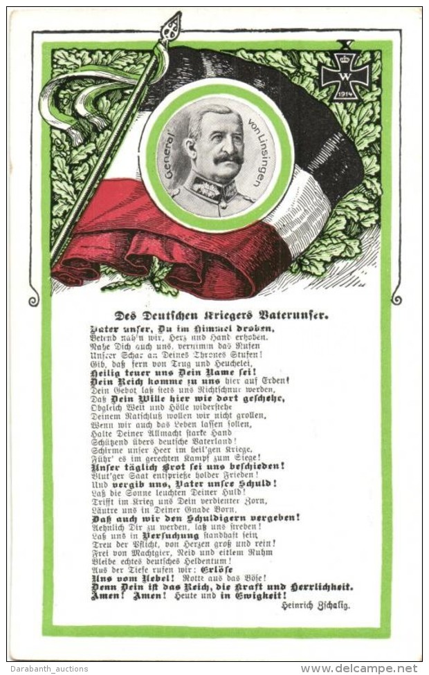 ** T1/T2 General Von Linsingen, Des Deutschen Kriegers Vaterunser / The German's Warrior's Prayer, German Military... - Non Classés