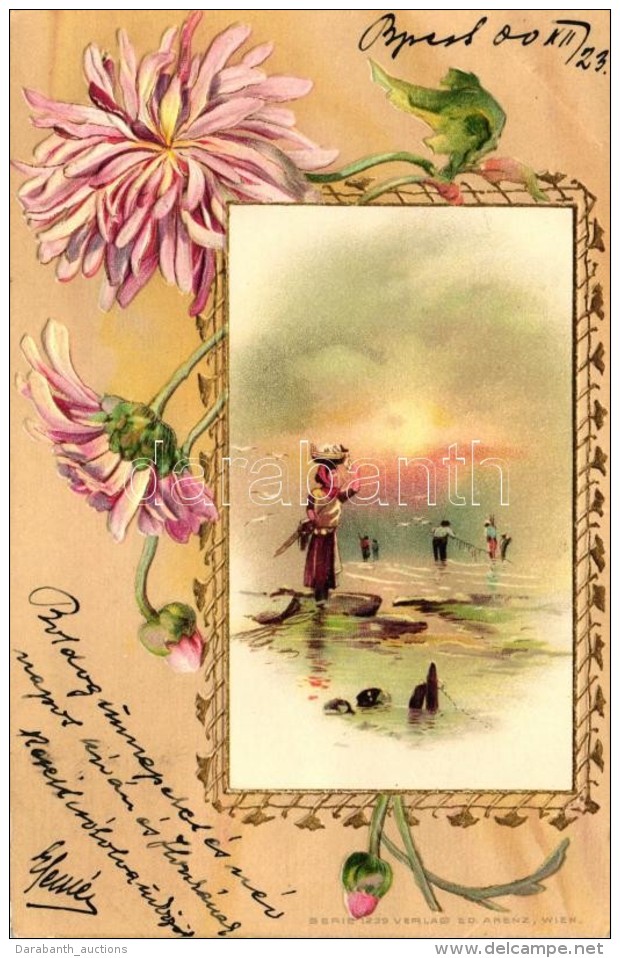 T2 Seaside, Verlag Ed. Arenz, Serie 1239. Emb. Floral Litho - Zonder Classificatie