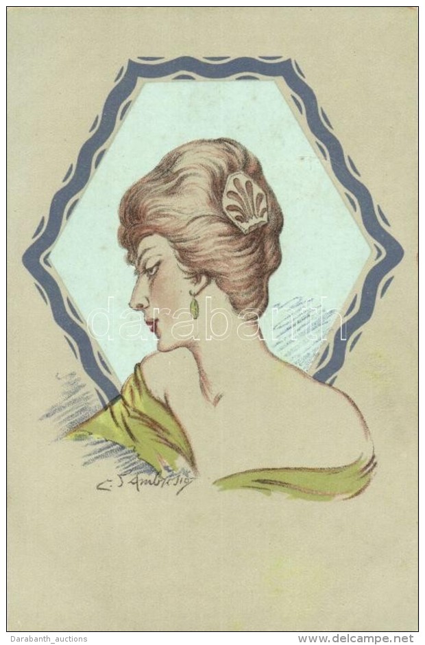 ** T2 Italian Art Postcard, Lady S: Ambrosio - Unclassified