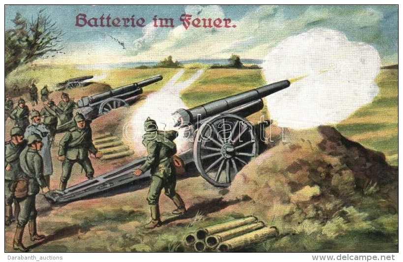 T2 Batterie Im Feuer / WWI German Artillery, Firing Cannons, WSSB 806. - Zonder Classificatie