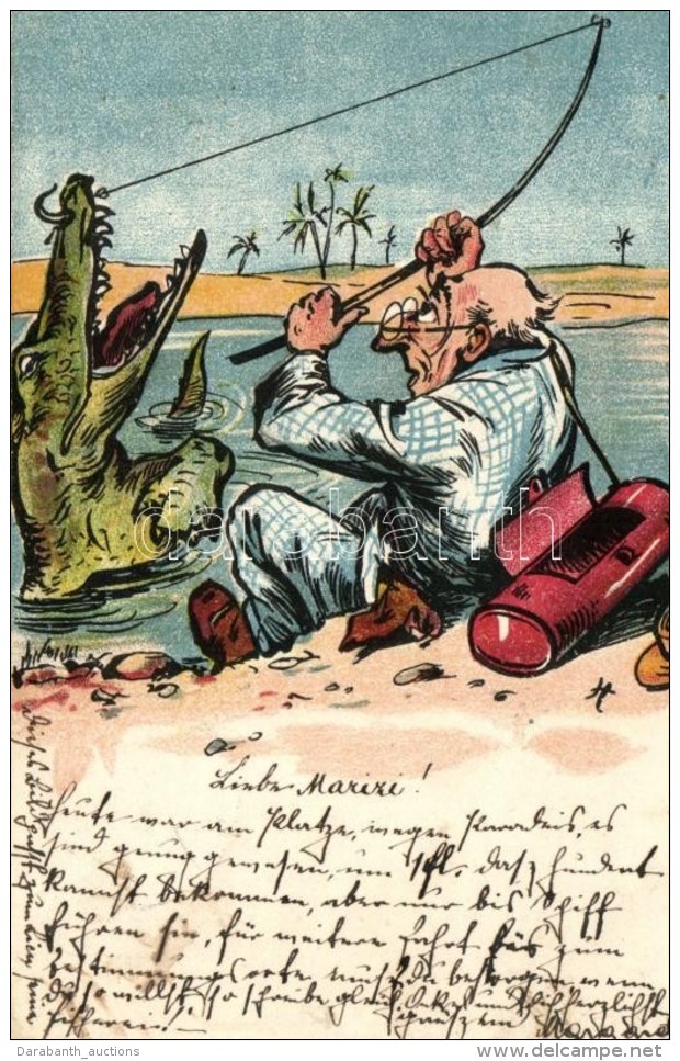 T2/T3 1899 'Crocodile Fishing' Humour (EK) - Non Classés