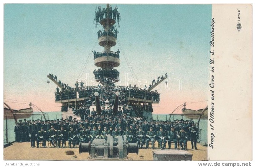 ** T1/T2 Group Of Officers And Crew On US Battleship - Non Classés