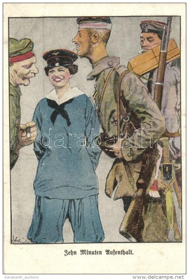 ** T2 Zehn Minuten Aufenthalt, Die Frau Im Beruf / WWI K.u.K. Military Art Postcard, Lady Mariner, 8... - Non Classés