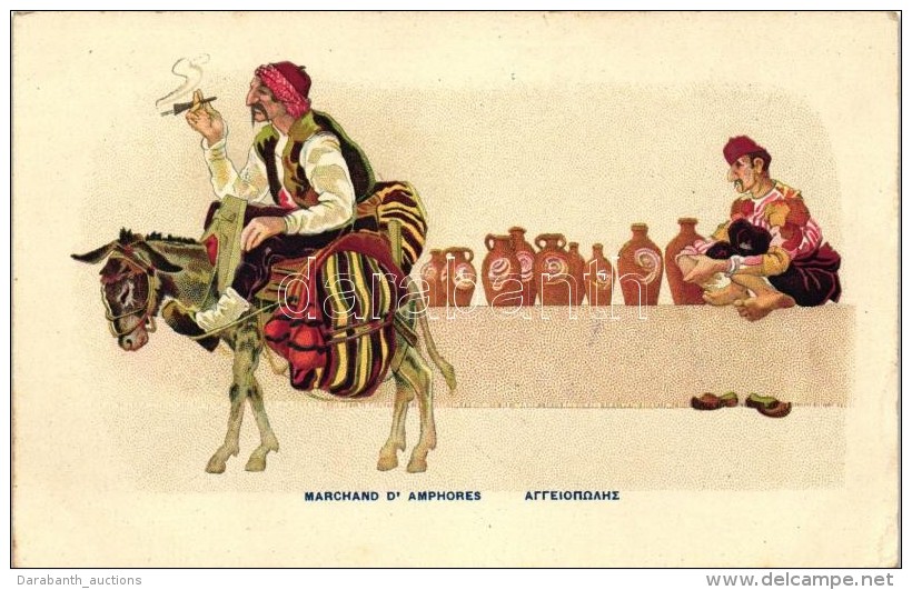 * T2/T3 Marchand D'Amphores / Pottery Vendor, Greek Folklore, Litho - Non Classificati