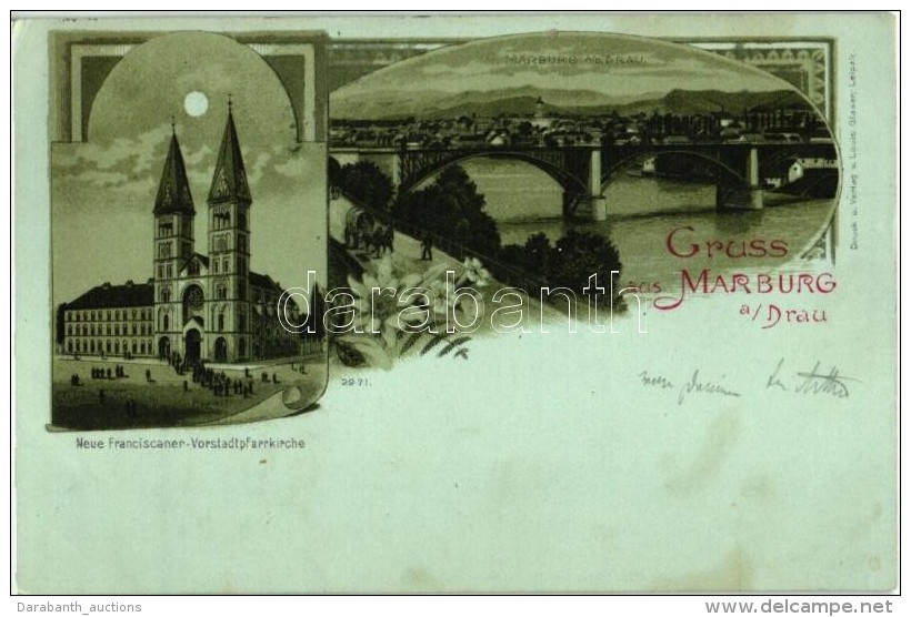 T2/T3 1899 Maribor, Marburg; Neue Franciscaner-Vorstadtpfarrkirche, Verlag Louis Glaser / New Suburban Parish... - Zonder Classificatie