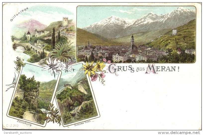 ** T2/T3 Meran, Merano (S&uuml;dtirol); Gilfanlage, Zenoburg, Schloss Tirol / General View, Castle, Floral Art... - Zonder Classificatie