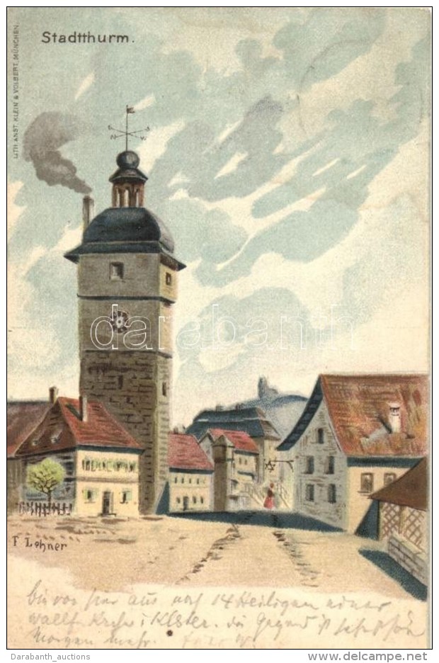 * T2/T3 Lichtenfels, Stadtthurm / City Tower, Lith. Anst. Klein &amp; Volbert, Litho S: F. Lehner (fl) - Zonder Classificatie