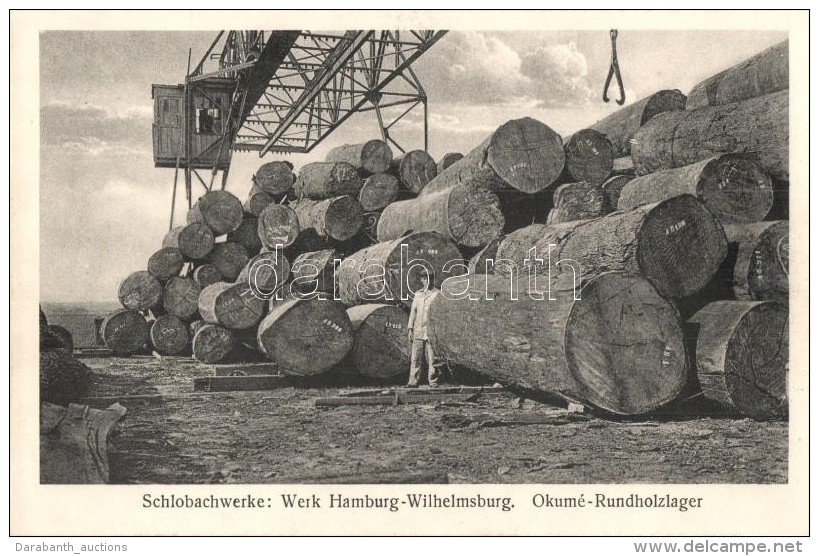 ** T1 Hamburg-Wilhelmsburg, Schlobachwerke, Werk, Okum&eacute;-Rundholzlager / Locksmith Works, Roundwood Storage - Non Classés