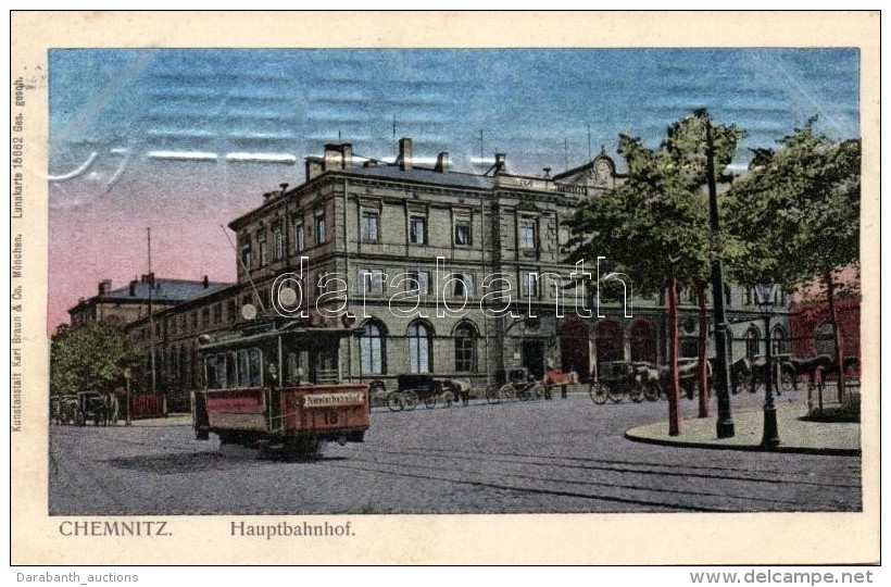 T1/T2 Chemnitz, Hauptbahnhof, Nicolaibahnhof 13 Strassenbahn / Railway Station,  Tram, Metallic - Non Classés