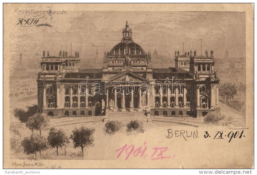 T3 Berlin, Reichstaggebaude, Etching S: H. Thiele (small Tear) - Unclassified