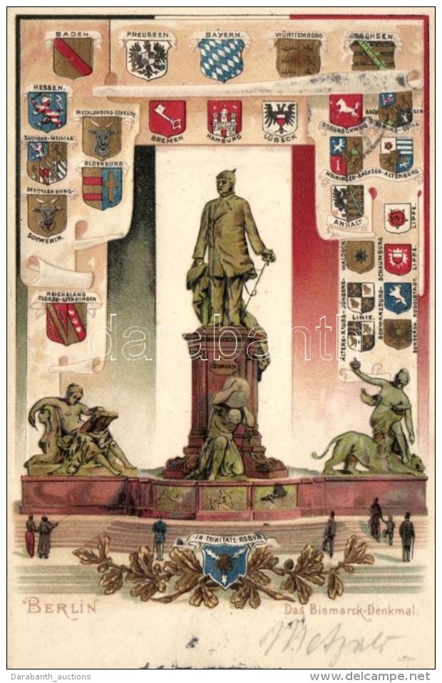 T2/T3 Berlin, Das Bismarck-Denkmal / Monument, Coat Of Arms Emb. Litho - Zonder Classificatie