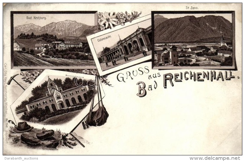 T2/T3 1895 (Vorl&auml;ufer!) Bad Reichenhall, Carl Otto Hayd Kunstverlag No. 156, Floral Litho - Zonder Classificatie