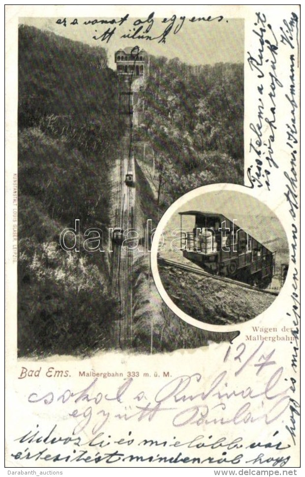 T2/T3 Bad Ems, Wagen Der Malbergbahn / Funicular. Kunstanstalt Louis Glaser (EK) - Zonder Classificatie