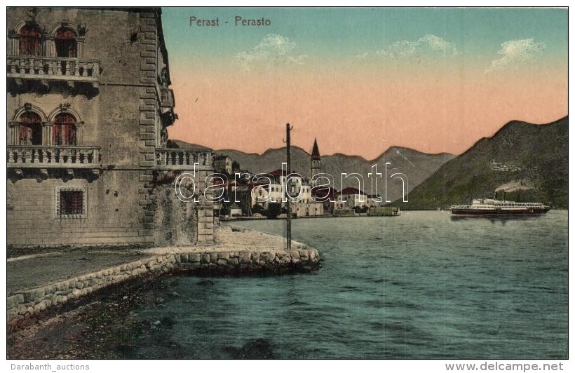 T4 Perast, Perasto; View Of The Coast, Steamship, Aleksandar Radimir (r) - Zonder Classificatie