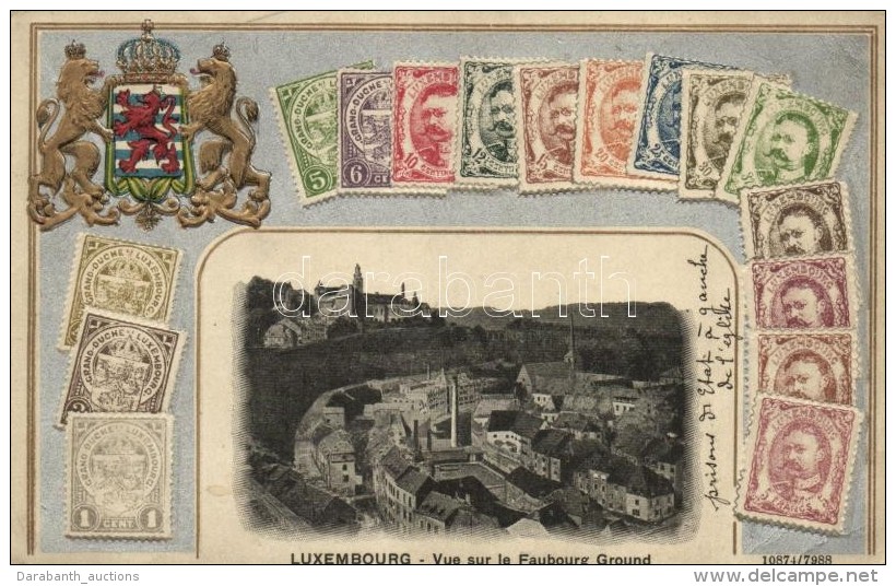 * T2/T3 Luxembourg, Vue Sur Le Faubourg Ground; H. Guggenheim &amp; Co. / Castle View, Set Of Stamps Emb. Litho - Non Classés
