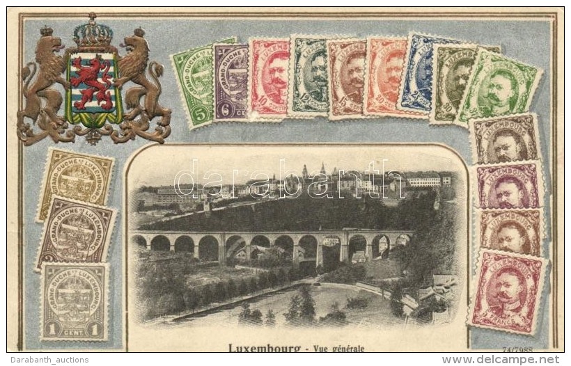 T2/T3 Luxembourg, Vue Generale; H. Guggenheim &amp; Co. / Set Of Stamps Emb. Litho - Unclassified